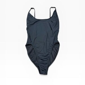 AMERICAN APPAREL One Piece Black Swim Suit Low Cut Scoop Back Size Large